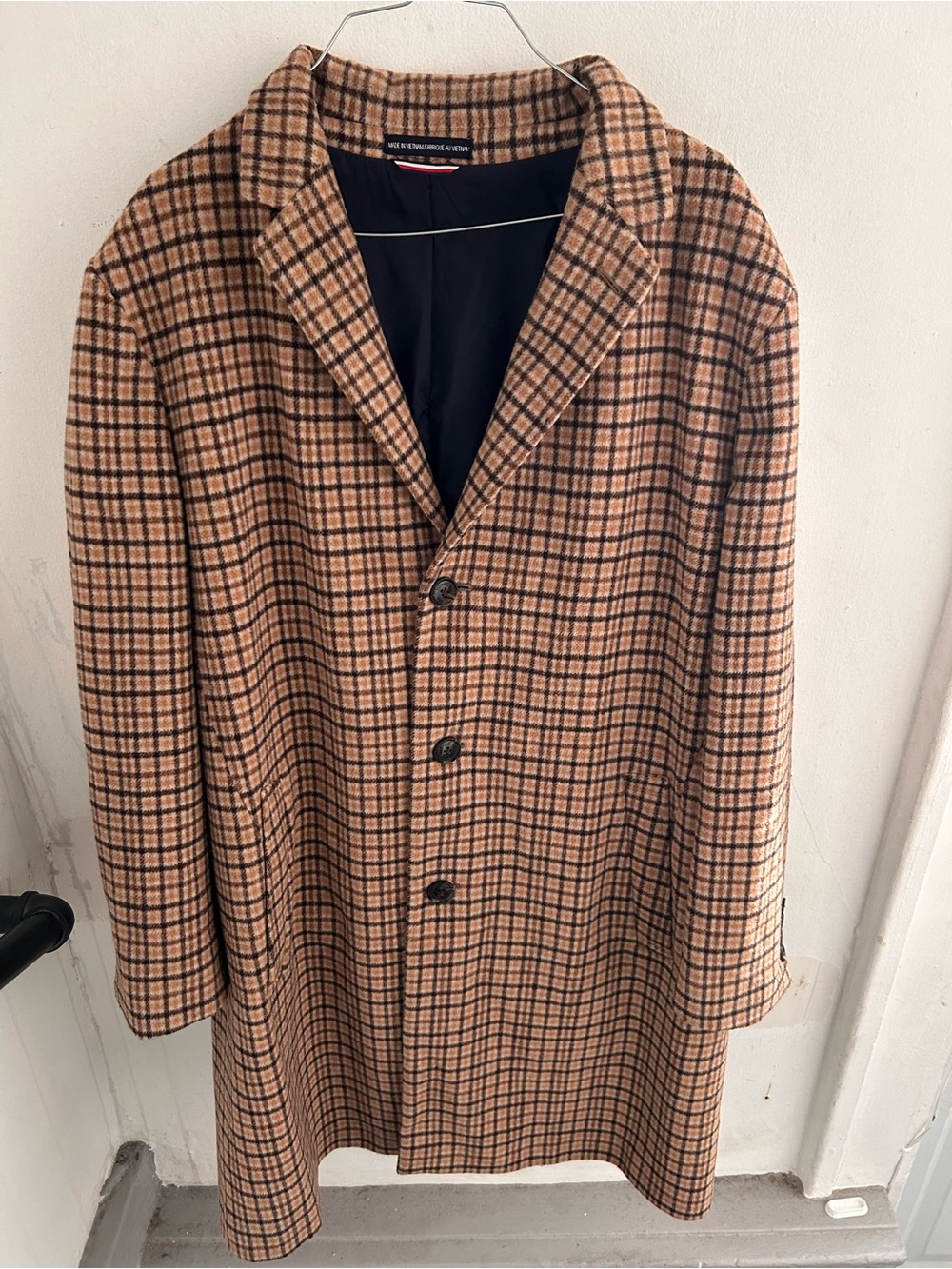 Tommy Hilfiger Men’s Plaid Wool Long Coat